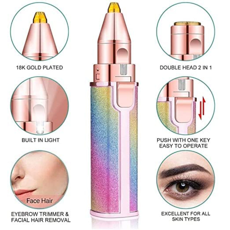 2 in 1 Electric Eyebrow Trimmer and Shaver, Flawless Hair Remover 2 in 1 Hair Remover Trimmer For Women, Flawless Facial Machine Razor, Painless Eyebrow Removal (Rechargeable)
