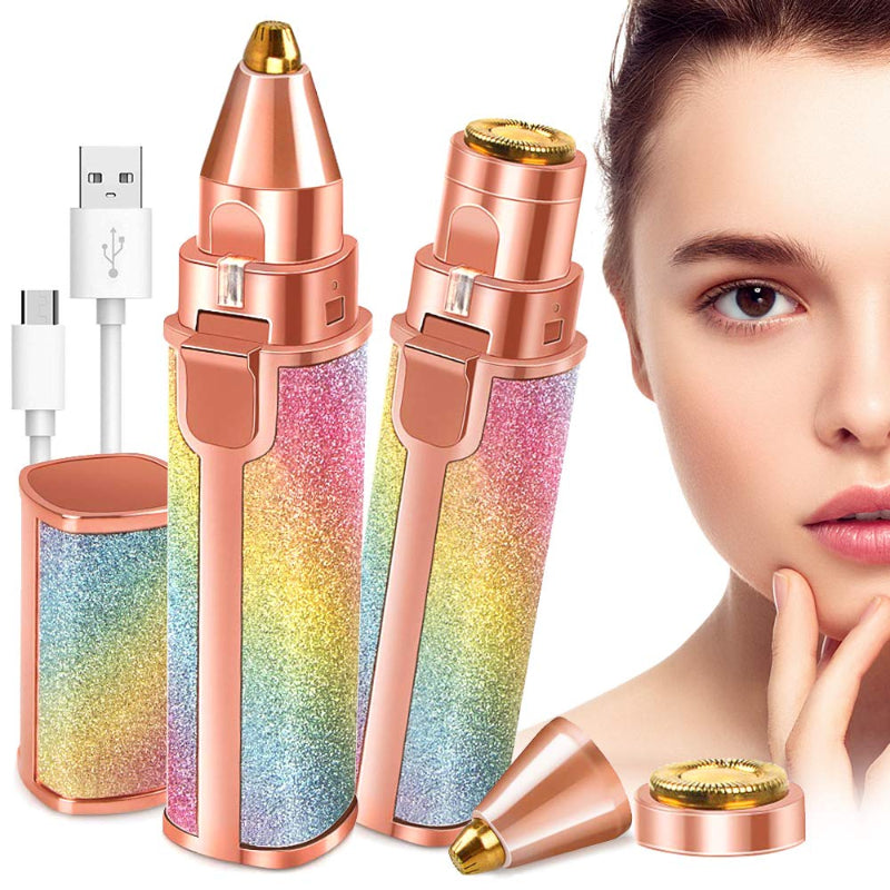 2 in 1 Electric Eyebrow Trimmer and Shaver, Flawless Hair Remover 2 in 1 Hair Remover Trimmer For Women, Flawless Facial Machine Razor, Painless Eyebrow Removal (Rechargeable)