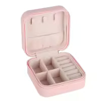 Leather Jewellery Organizer Box with Zipper | Ear Rings & Necklace_Bracelets Holder | Small Jewelry Box Vanity Hanger Stand Velvet