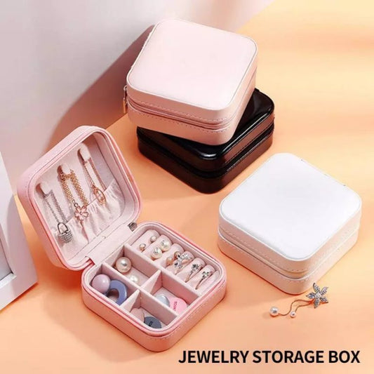 Leather Jewellery Organizer Box with Zipper | Ear Rings & Necklace_Bracelets Holder | Small Jewelry Box Vanity Hanger Stand Velvet